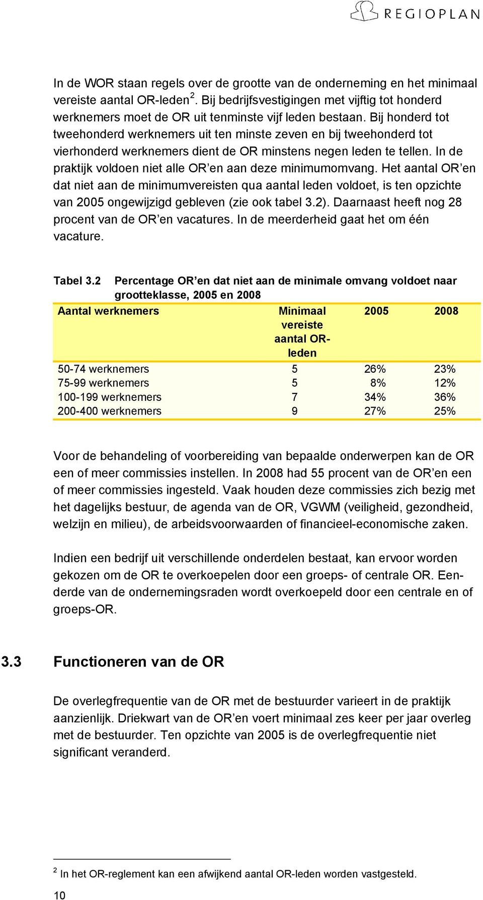 Bij honderd tot tweehonderd werknemers uit ten minste zeven en bij tweehonderd tot vierhonderd werknemers dient de OR minstens negen leden te tellen.