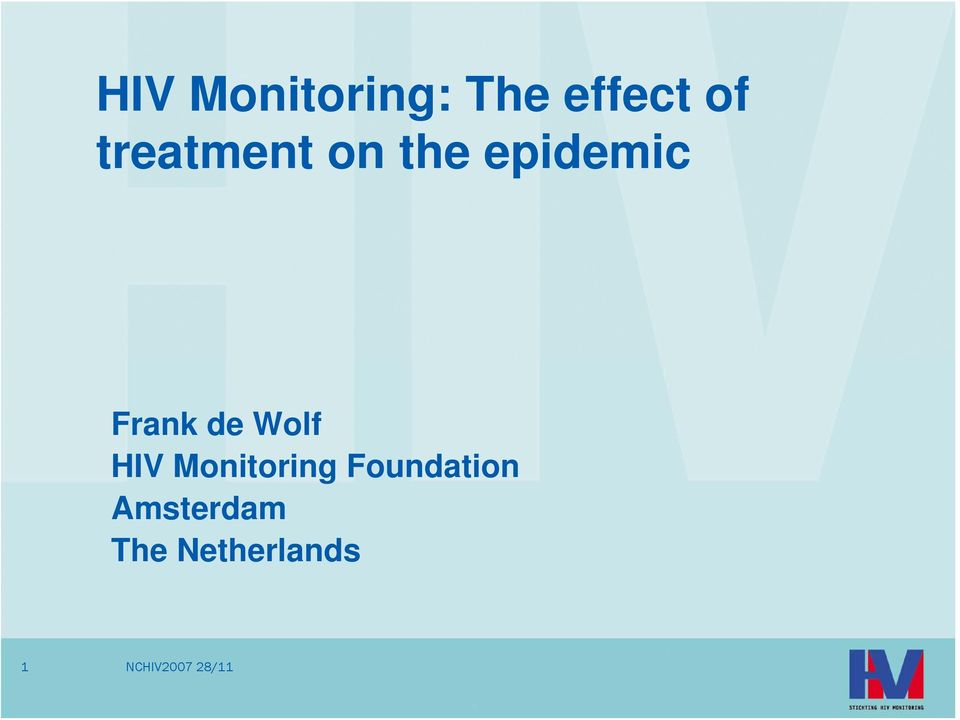 Frank de Wolf HIV Monitoring