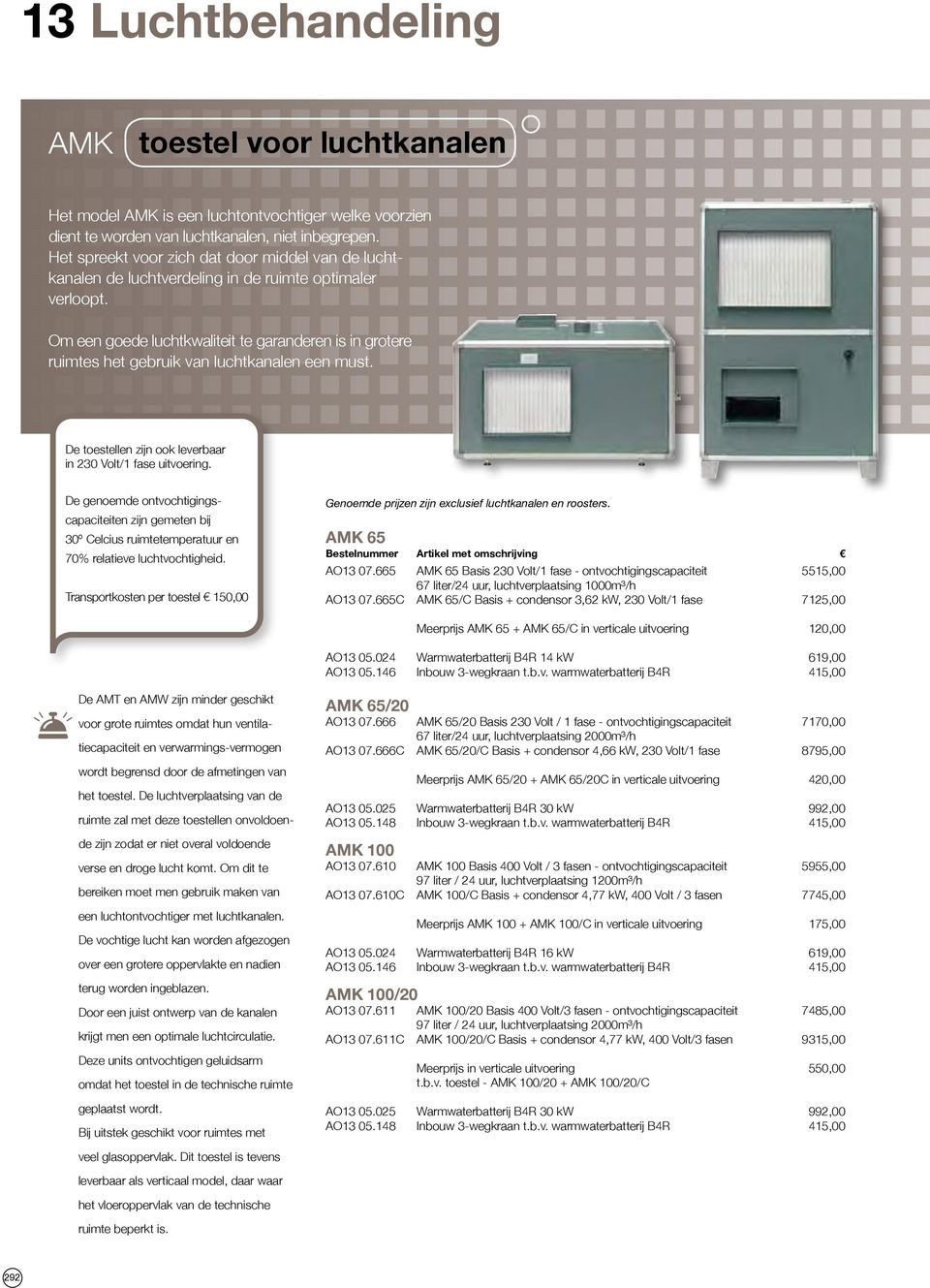 Om een goede luchtkwaliteit te garanderen is in grotere ruimtes het gebruik van luchtkanalen een must. De toestellen zijn ook leverbaar in 230 Volt/1 fase uitvoering.