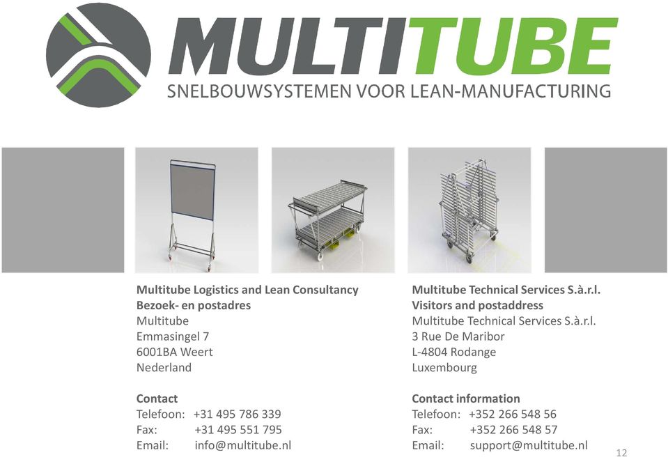 nl DIRECT INZETBAAR Multitube Technical Services S.à.r.l. Visitors and postaddress Multitube Technical Services