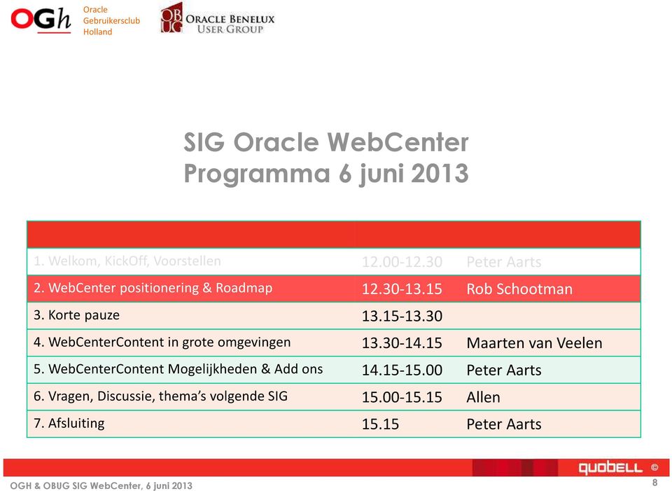 WebCenterContent in grote omgevingen 13.30-14.15 Maarten van Veelen 5.