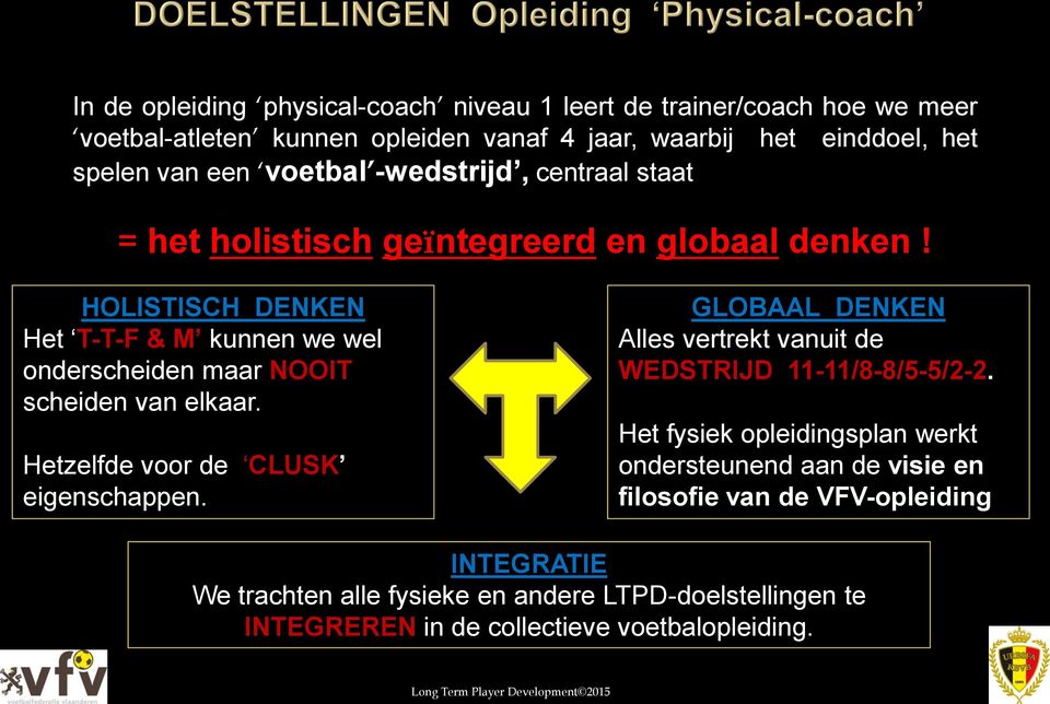 HOLISTISCH DENKEN Het T-T-F & M kunnen we wel onderscheiden maar NOOIT scheiden van elkaar. Hetzelfde voor de CLUSK eigenschappen.