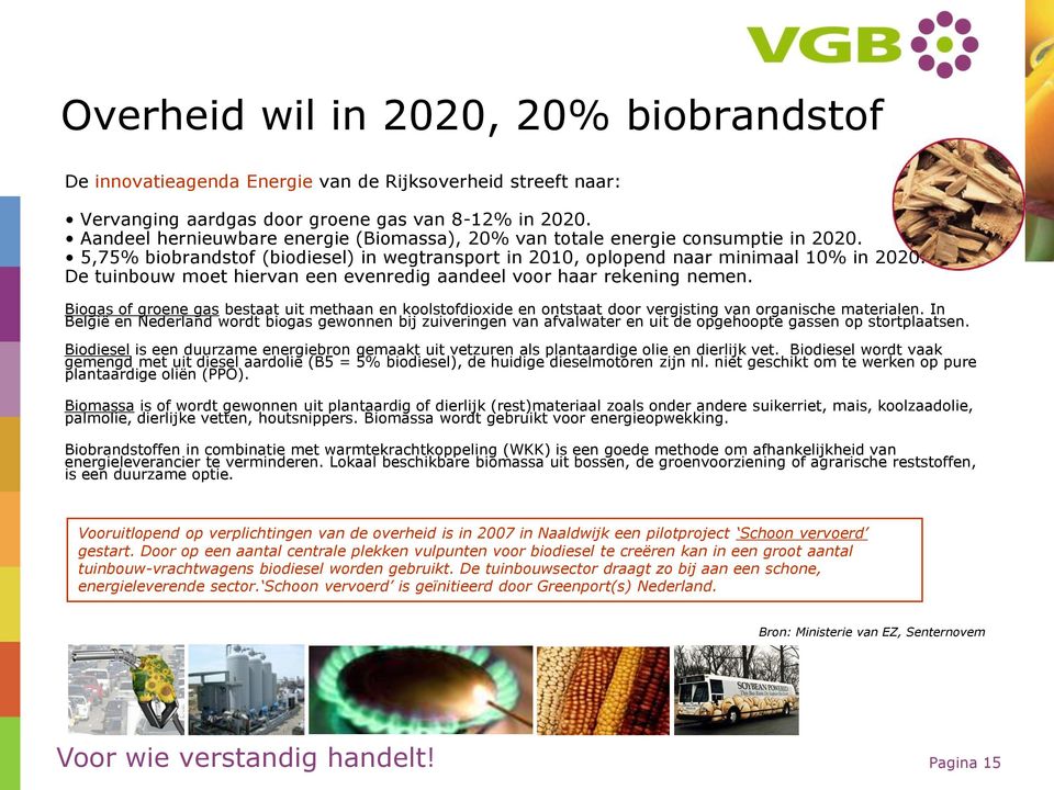 D tuinbouw mot hirvan n vnrdig aandl voor haar rkning nmn. Biogas of gron gas bstaat uit mthaan n koolstofdioxid n ontstaat door vrgisting van organisch matrialn.