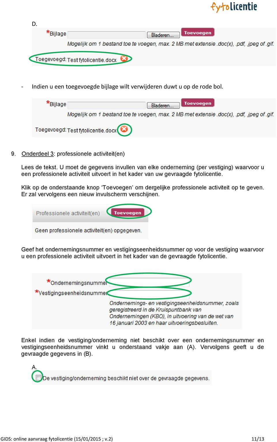 Klik op de onderstaande knop Toevoegen om dergelijke professionele activiteit op te geven. Er zal vervolgens een nieuw invulscherm verschijnen.