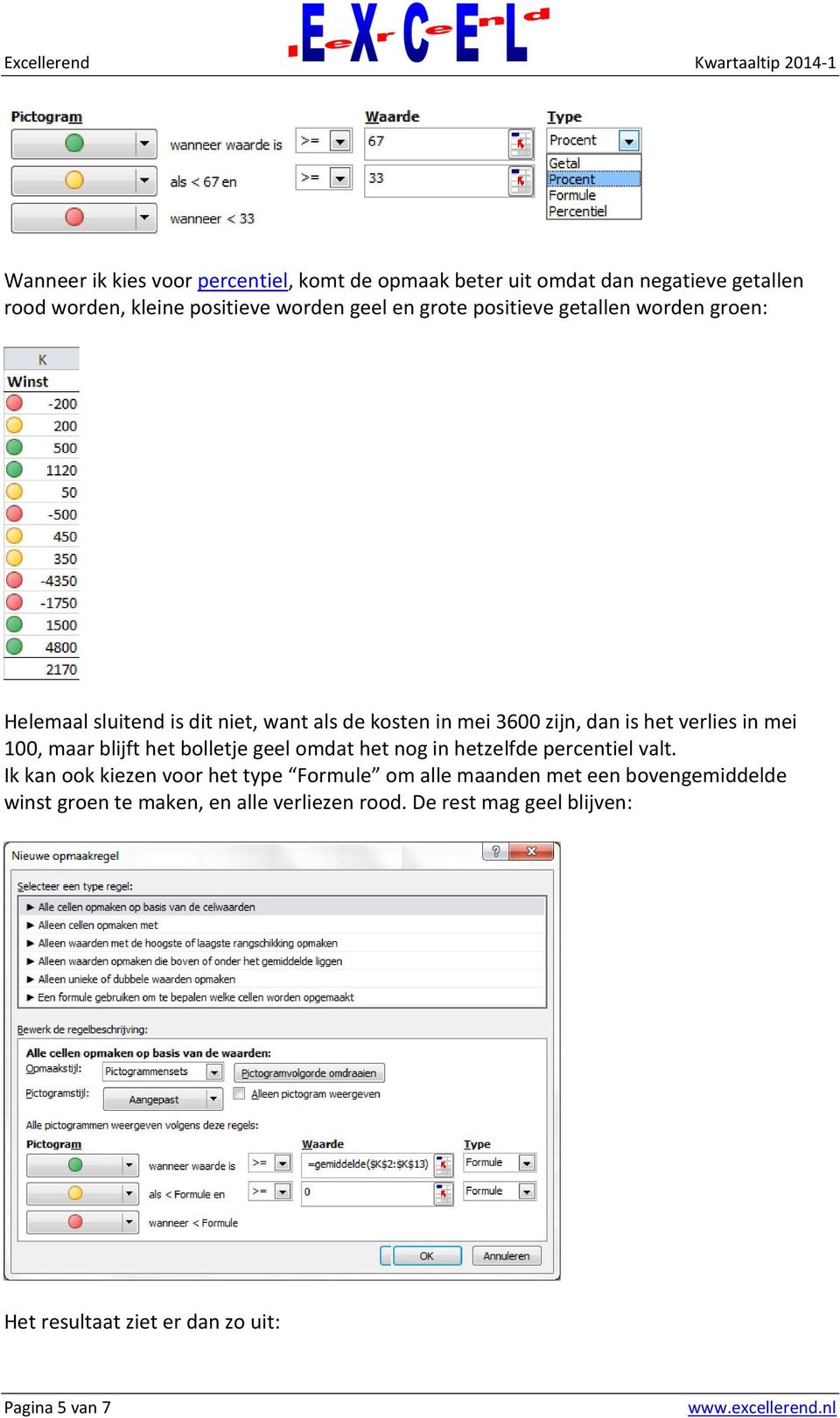 100, maar blijft het bolletje geel omdat het nog in hetzelfde percentiel valt.