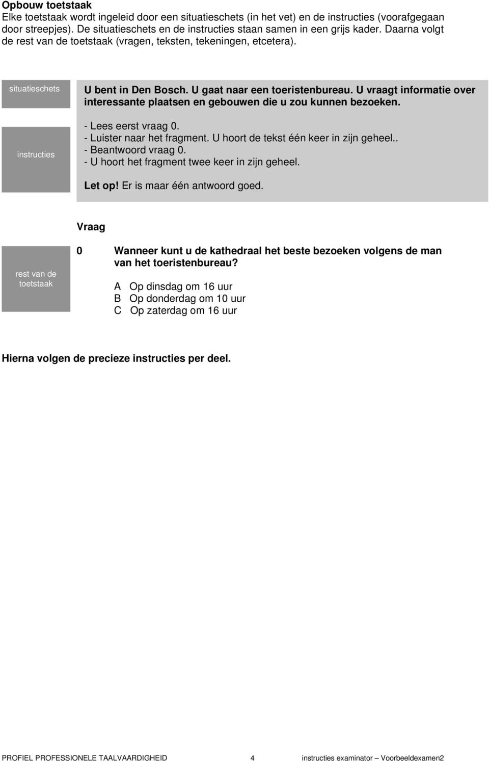 U vraagt informatie over interessante plaatsen en gebouwen die u zou kunnen bezoeken. - Lees eerst vraag 0. - Luister naar het fragment. U hoort de tekst één keer in zijn geheel.. - Beantwoord vraag 0.