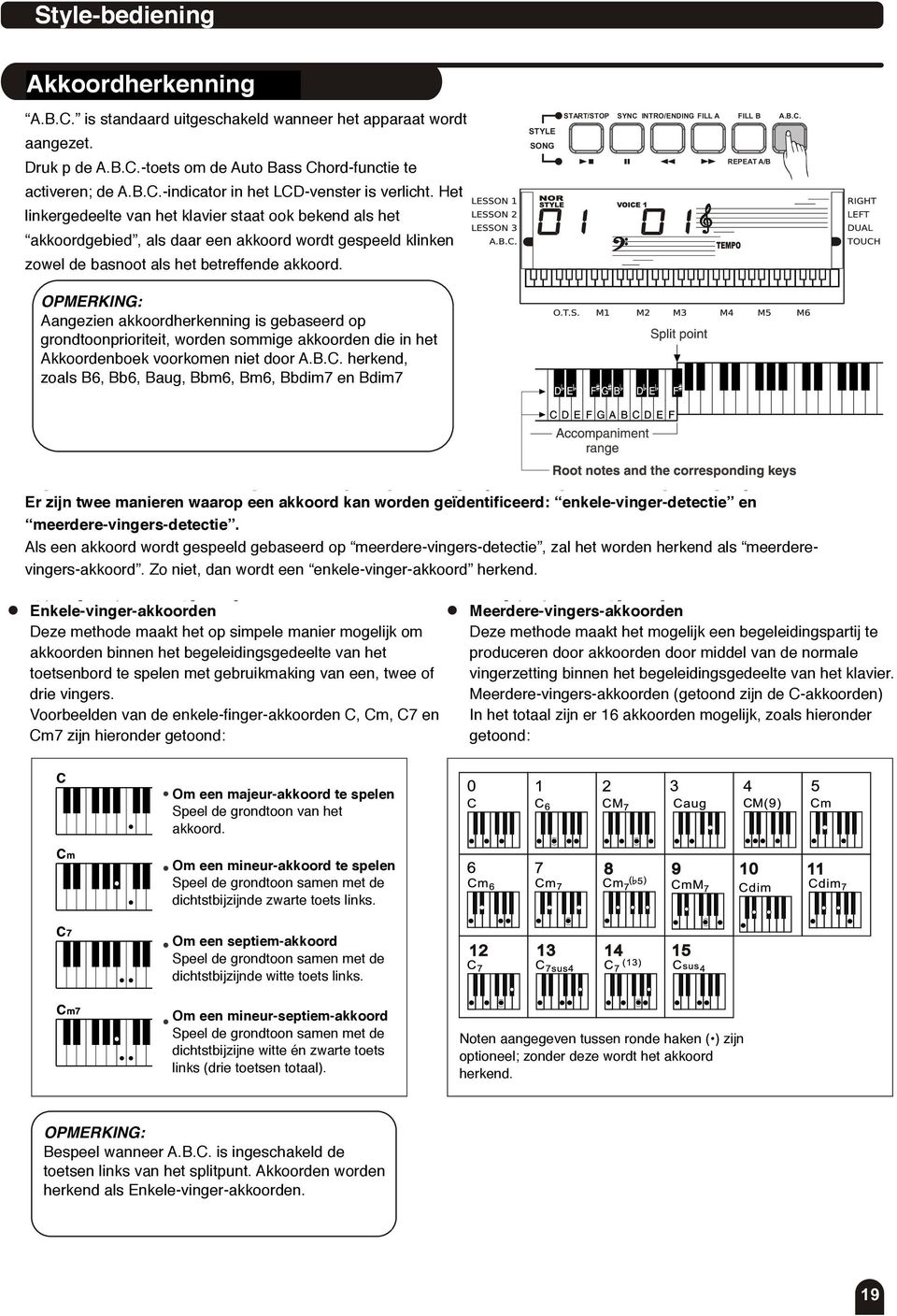 Het linkergedeelte left section of van the het keyboard klavier staat is known ook bekend as the als "chord het area", akkoordgebied, while playing the als chord, daar een both akkoord the bass wordt