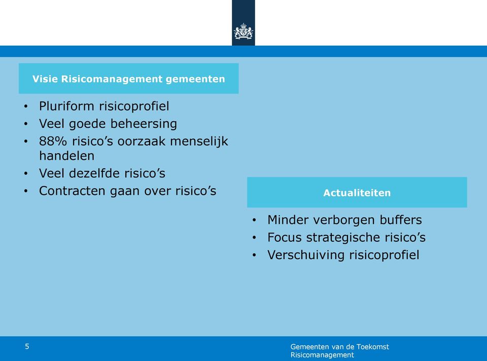 Contracten gaan over risico s Actualiteiten Minder verborgen buffers Focus