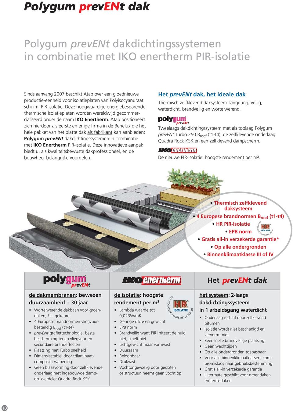 Atab positioneert zich hierdoor als eerste en enige firma in de Benelux die het hele pakket van het platte dak als fabrikant kan aanbieden: Polygum prevent dakdichtingssystemen in combinatie met IKO