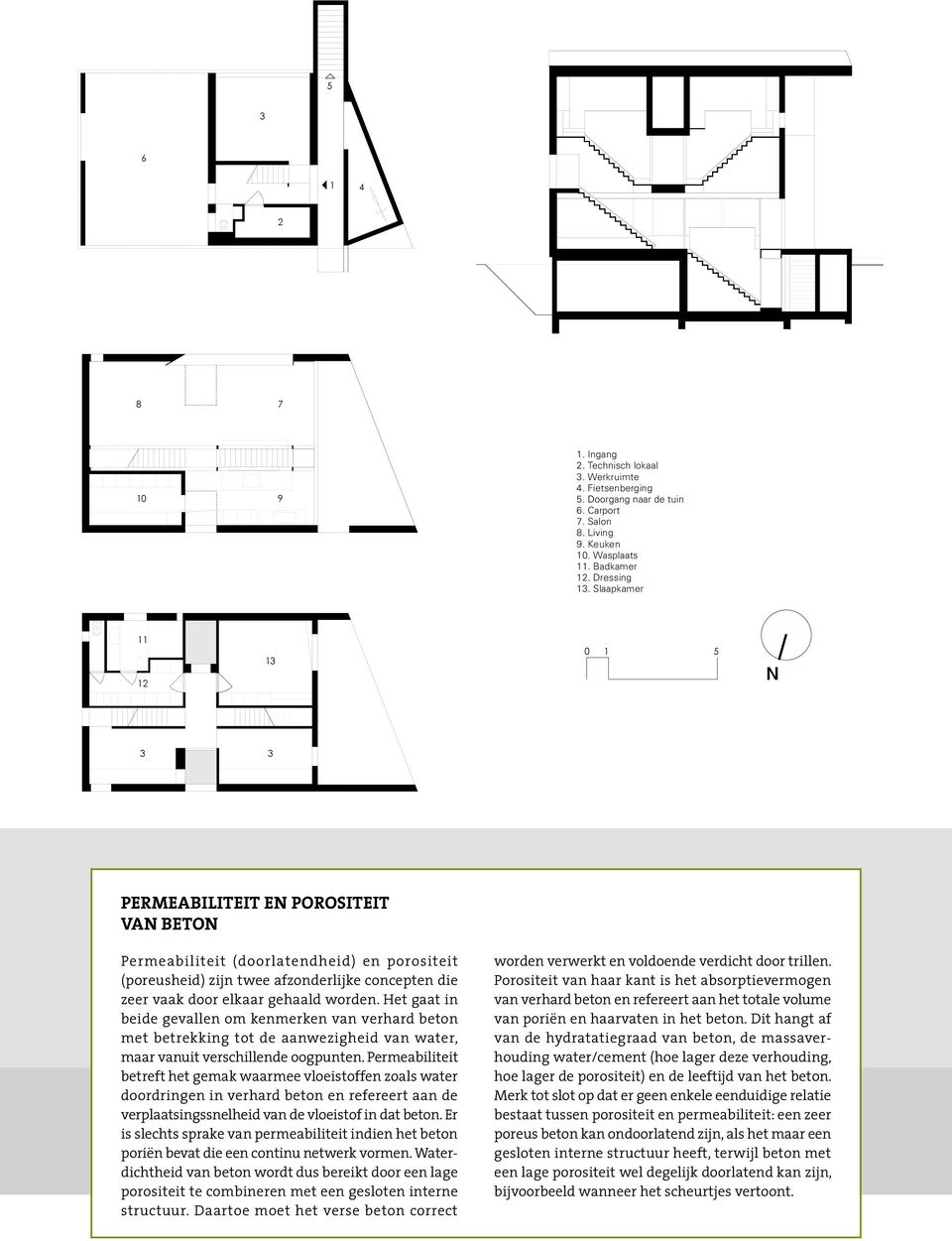 Chambre Slaapkamer 11 12 13 0 1 5 N 3 3 PERMEABILITEIT EN POROSITEIT VAN BETON Permeabiliteit (doorlatendheid) en porositeit (poreusheid) zijn twee afzonderlijke concepten die zeer vaak door elkaar