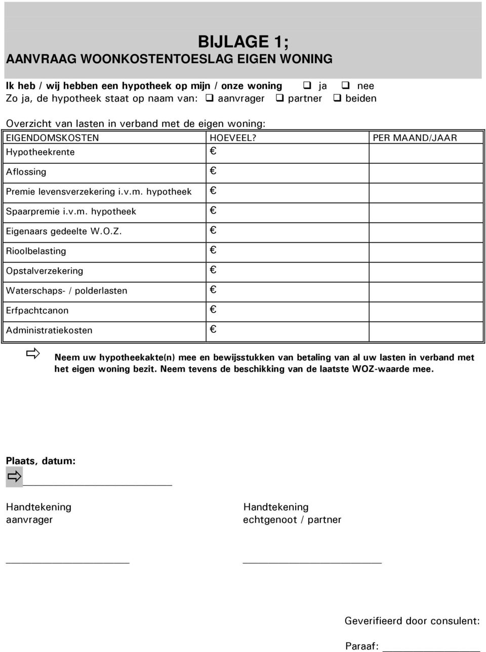 v.m. hypotheek Eigenaars gedeelte W.O.Z.