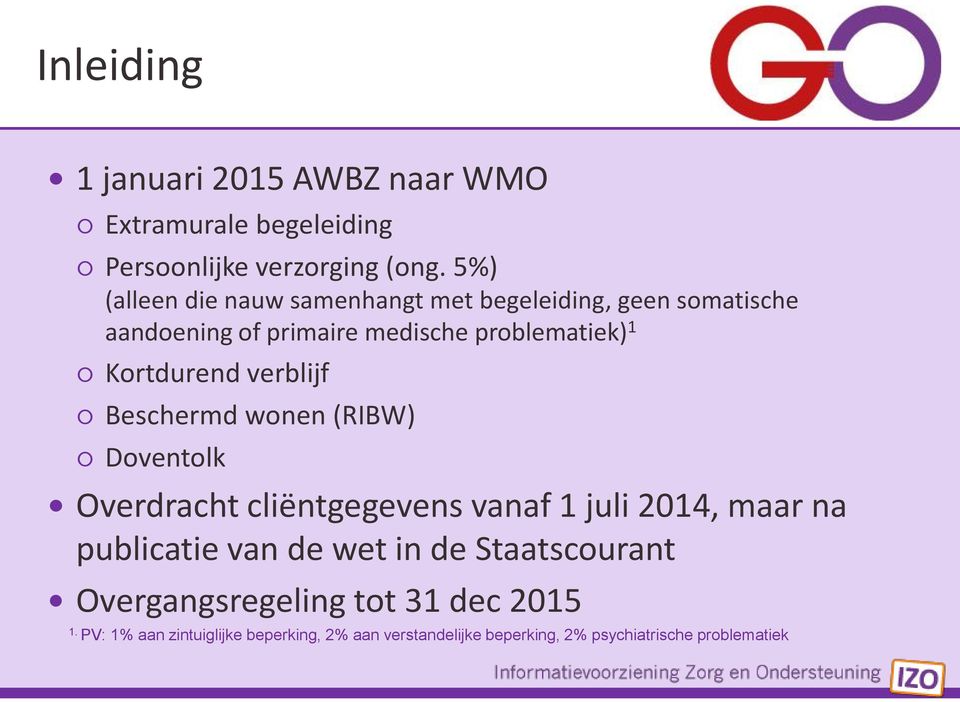 Kortdurend verblijf Beschermd wonen (RIBW) Doventolk Overdracht cliëntgegevens vanaf 1 juli 2014, maar na publicatie van