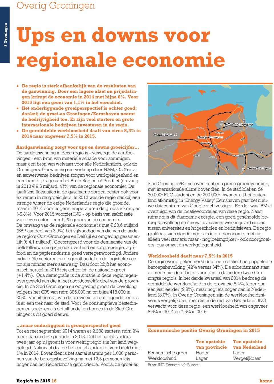 Het onderliggende groeiperspectief is echter goed: dankzij de groei-as Groningen/Eemshaven neemt de bedrijvigheid toe. Er zijn veel starters en grote internationale bedrijven investeren in de regio.