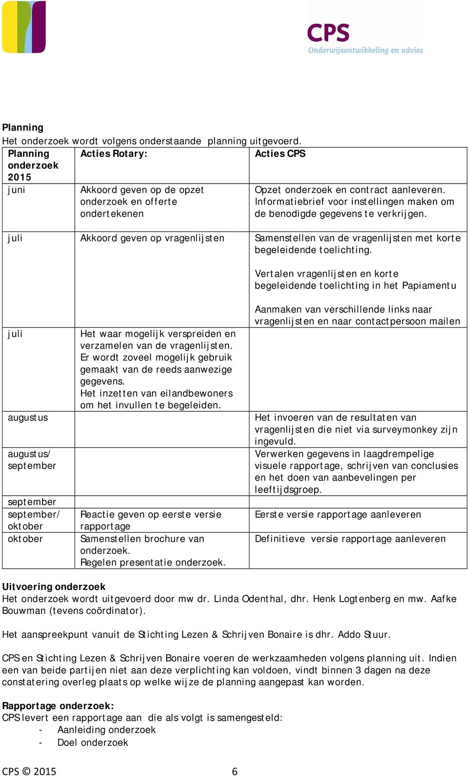 Informatiebrief voor instellingen maken om de benodigde gegevens te verkrijgen. juli Akkoord geven op vragenlijsten Samenstellen van de vragenlijsten met korte begeleidende toelichting.