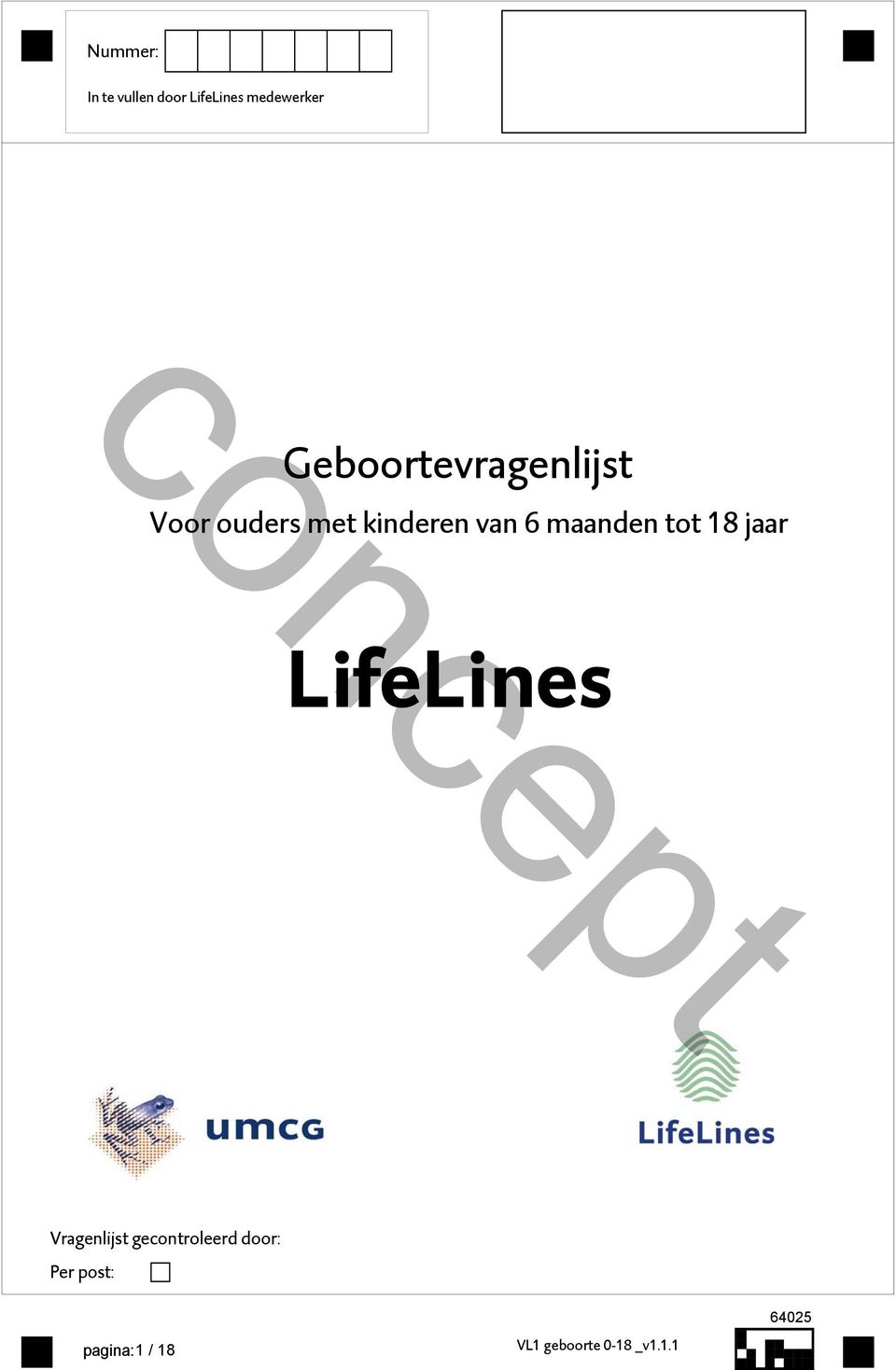 maanden tot 18 jaar LifeLines Vragenlijst