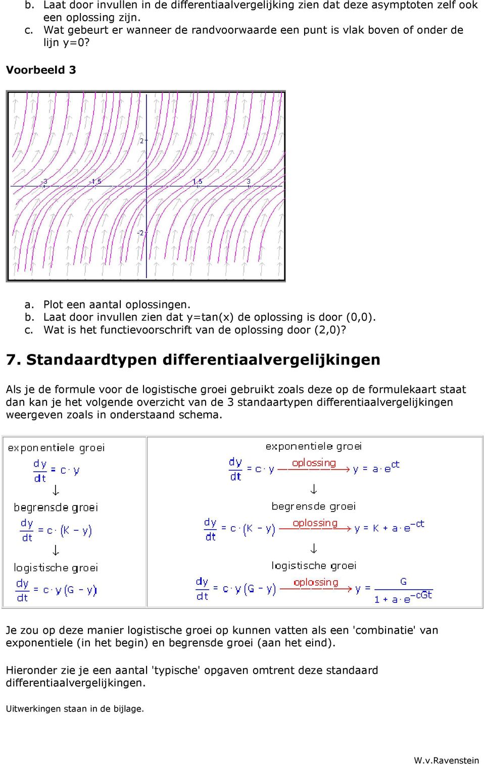 Standaardtypen differentiaalvergelijkingen Als je de formule voor de logistische groei gebruikt zoals deze op de formulekaart staat dan kan je het volgende overzicht van de 3 standaartypen