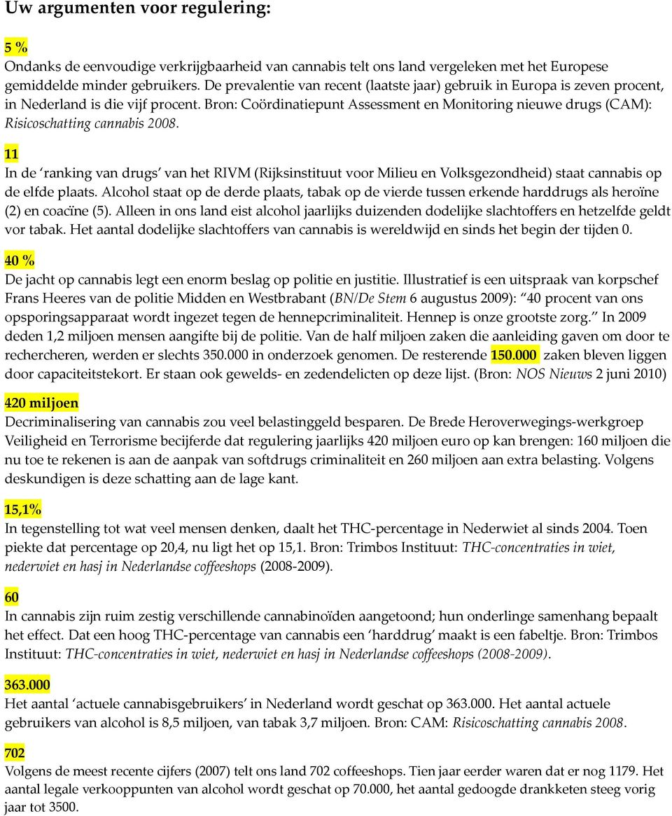 Bron: Coördinatiepunt Assessment en Monitoring nieuwe drugs (CAM): Risicoschatting cannabis 2008.