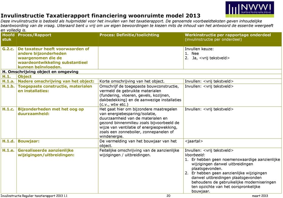 Toegepaste constructie, materialen en installaties: Omschrijf de toegepaste bouwconstructie, vermeld de gebruikte materialen (fundering, vloeren, gevels, kozijnen, dakbedekking) en de aanwezige