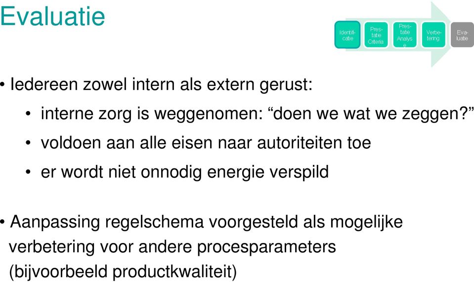 voldoen aan alle eisen naar autoriteiten toe er wordt niet onnodig energie