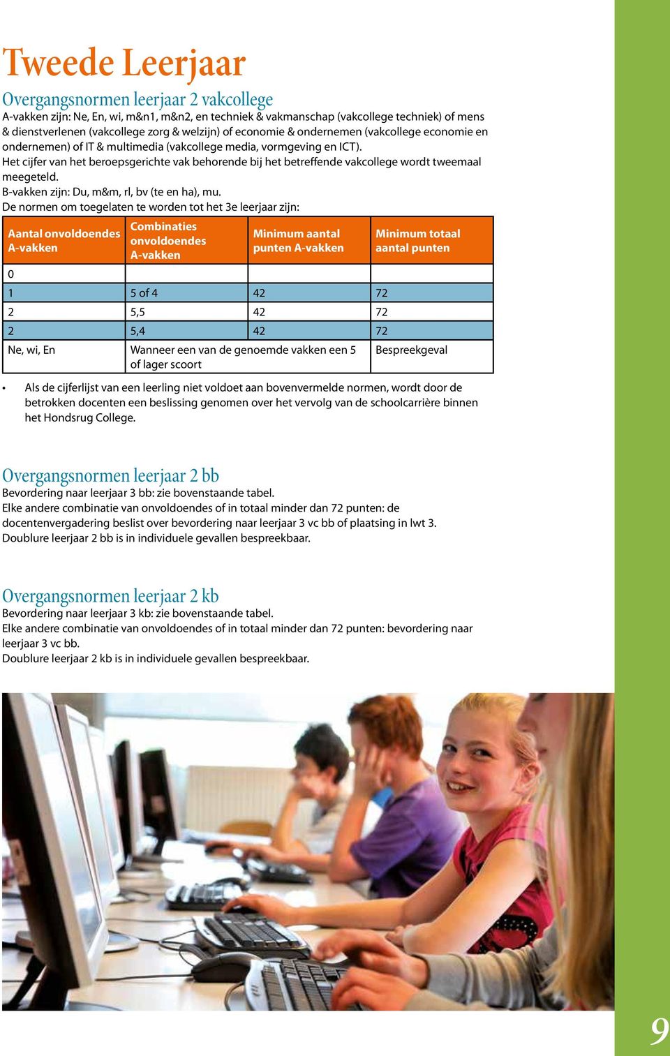 Het cijfer van het beroepsgerichte vak behorende bij het betreffende vakcollege wordt tweemaal meegeteld. B-vakken zijn: Du, m&m, rl, bv (te en ha), mu.