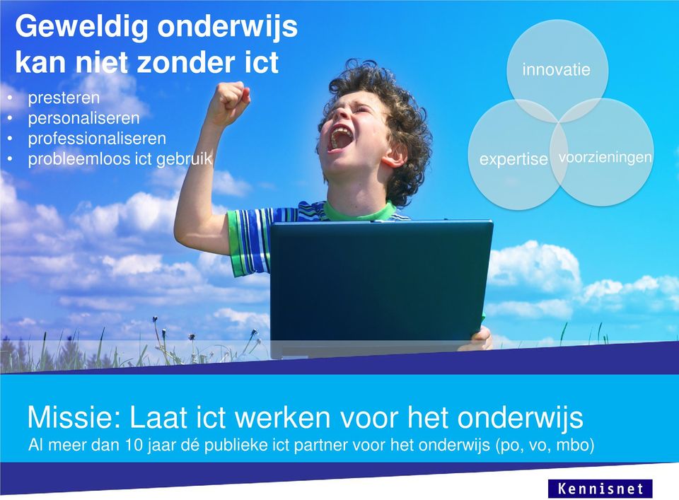 voorzieningen Missie: Laat ict werken voor het onderwijs Al meer