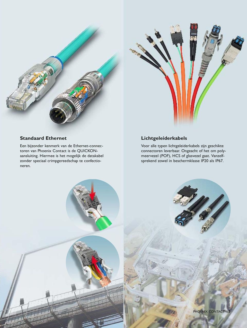 Lichtgeleiderkabels Voor alle typen lichtgeleiderkabels zijn geschikte connectoren leverbaar.
