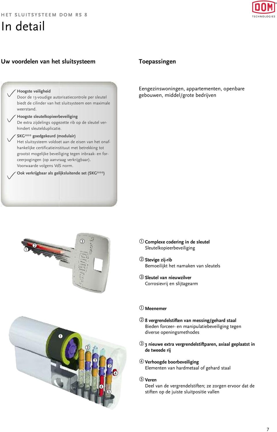 SKG*** goedgekeurd (modulair) Het sluitsysteem voldoet aan de eisen van het onafhankelijke certificatieinstituut met betrekking tot grootst mogelijke beveiliging tegen inbraak- en forceerpogingen (op