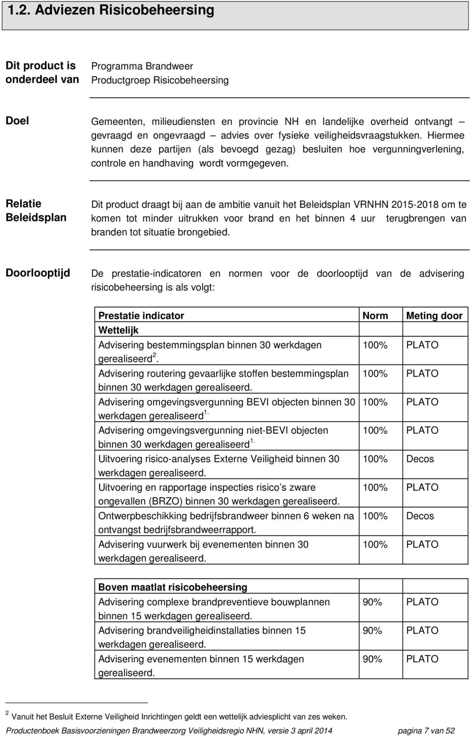 Dit product draagt bij aan de ambitie vanuit het VRNHN 2015-2018 om te komen tot minder uitrukken voor brand en het binnen 4 uur terugbrengen van branden tot situatie brongebied.