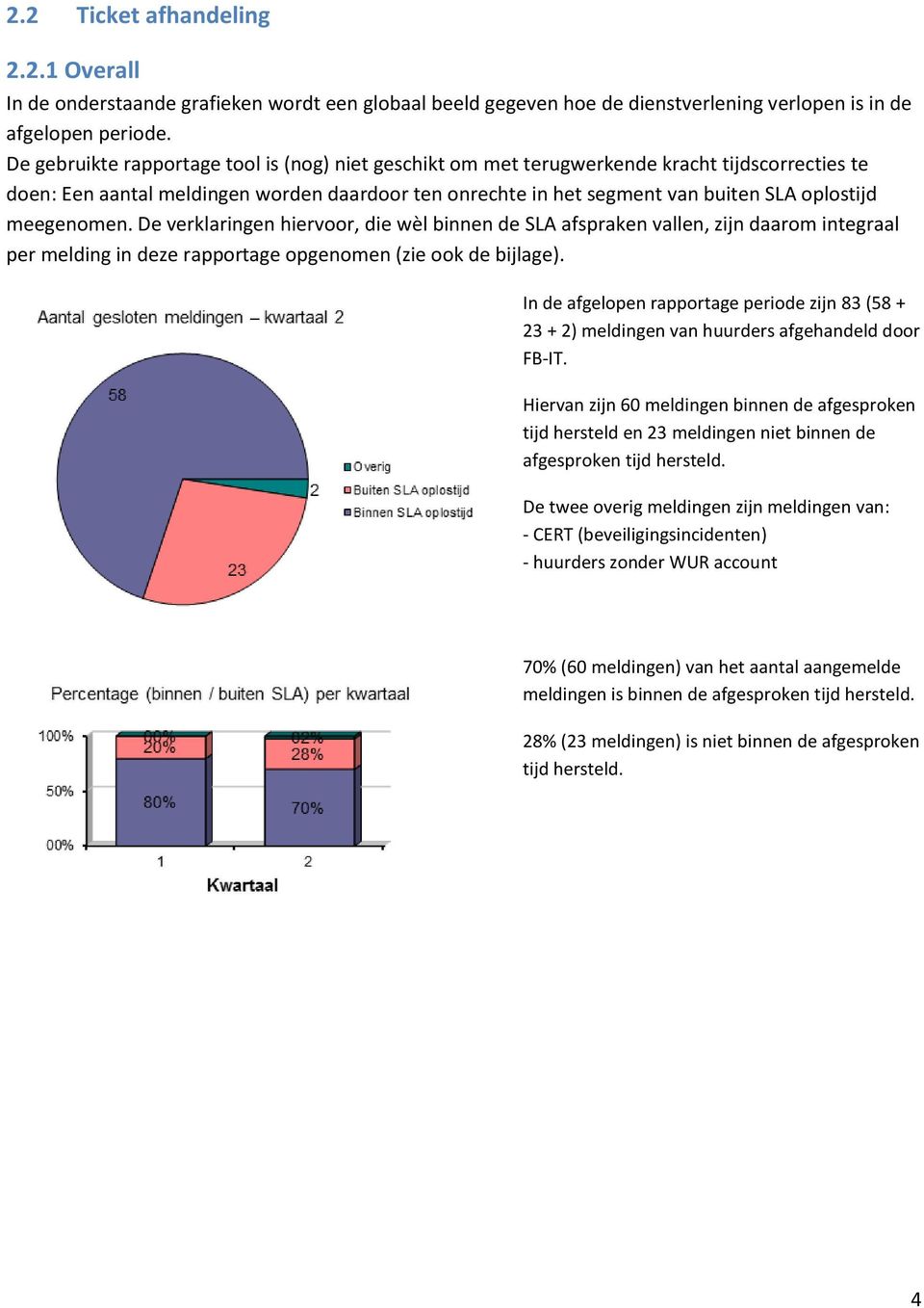 meegenomen. De verklaringen hiervoor, die wèl binnen de SLA afspraken vallen, zijn daarom integraal per melding in deze rapportage opgenomen (zie ook de bijlage).