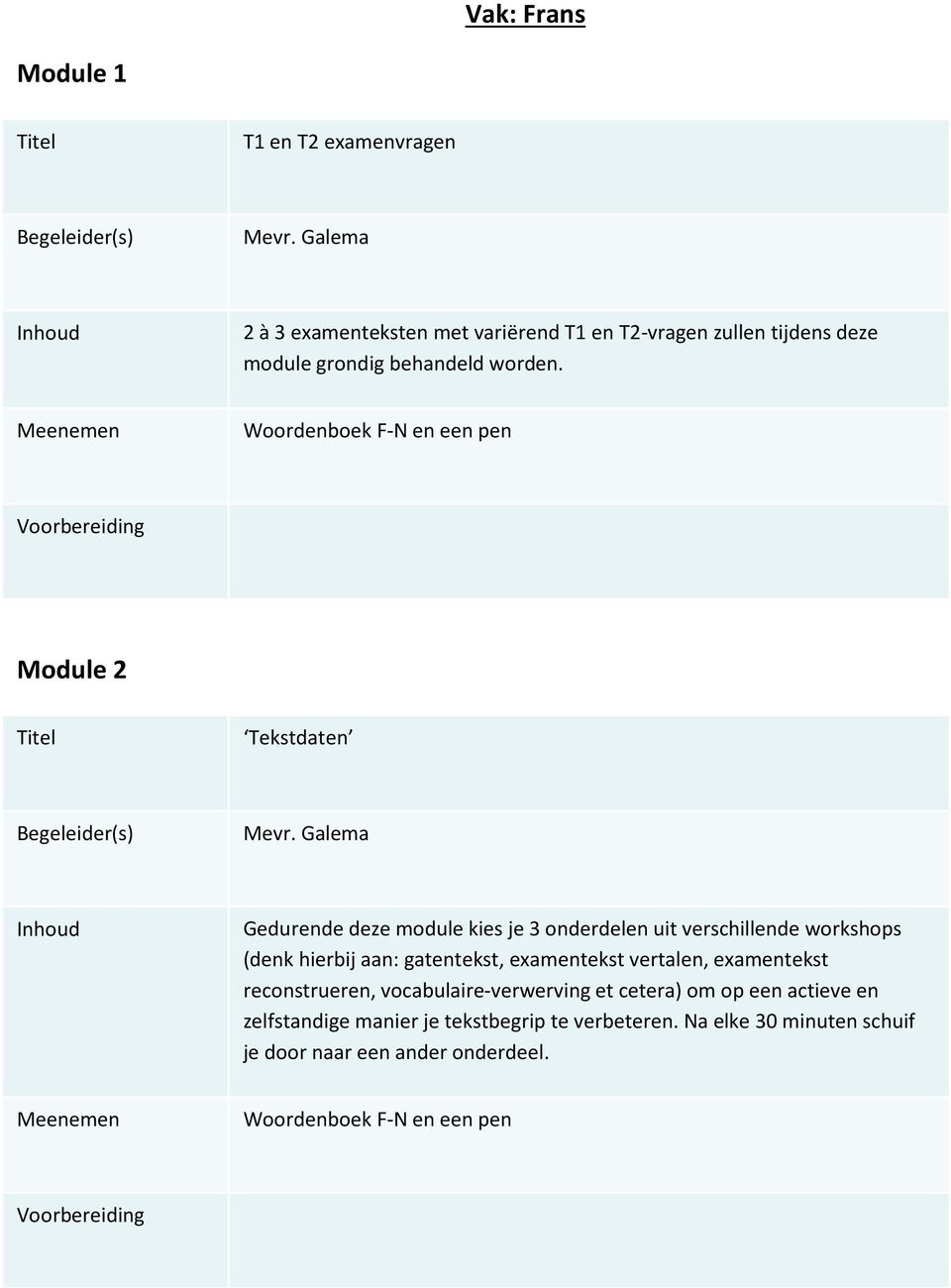 Woordenboek F-N en een pen Module 2 Tekstdaten Mevr.