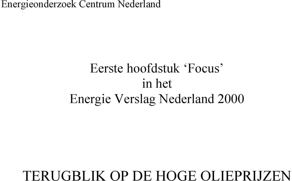 Focus in het Energie Verslag