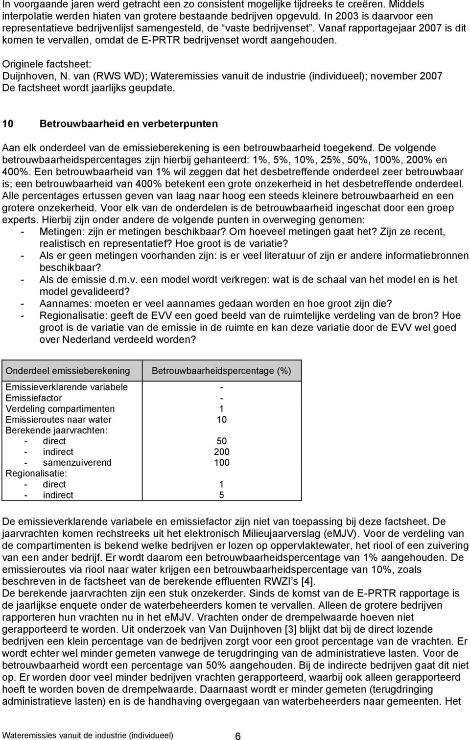 Originele factsheet: Duijnhoven, N. van (RWS WD); Wateremissies vanuit de industrie (individueel); november 2007 De factsheet wordt jaarlijks geupdate.
