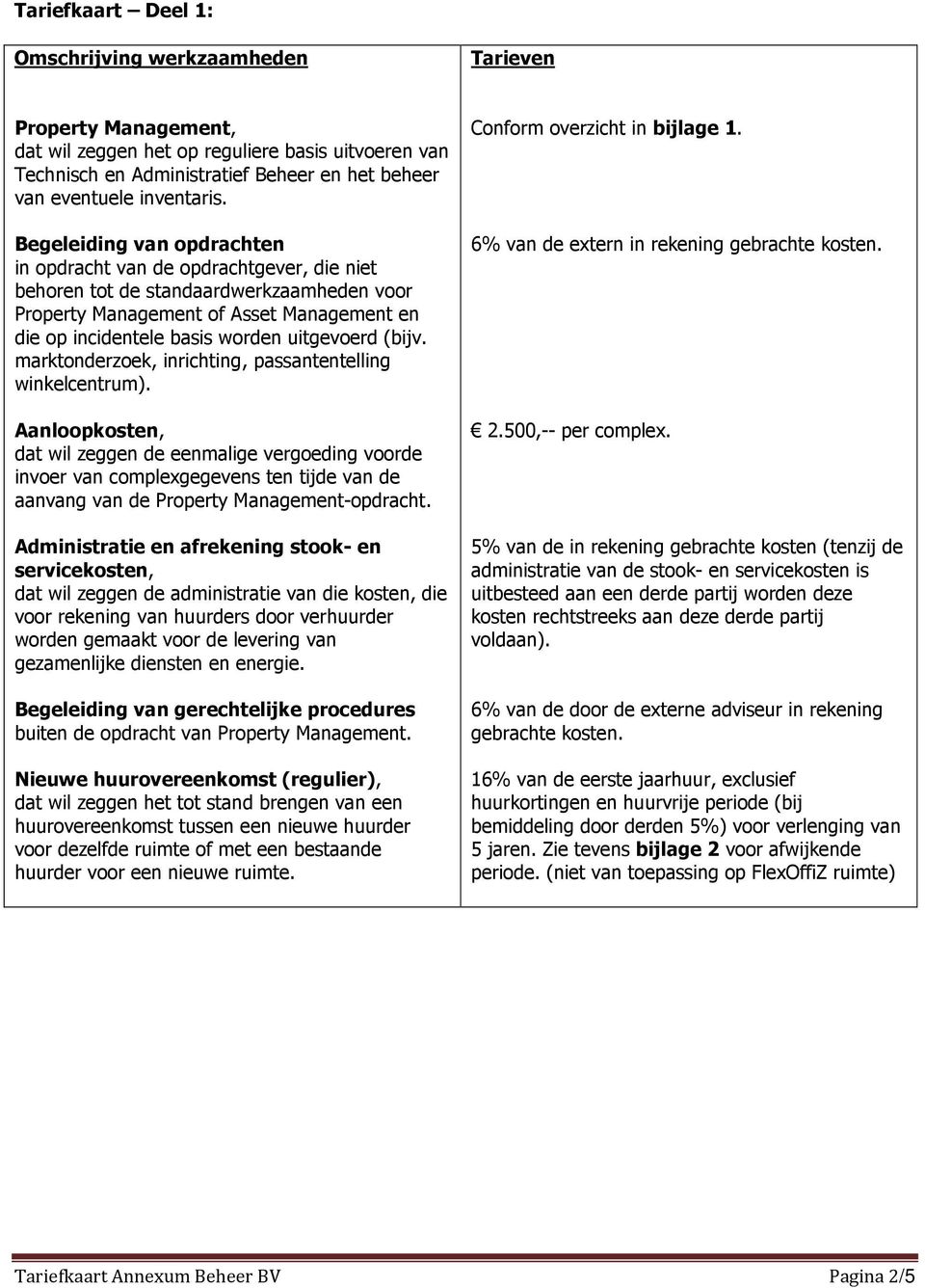 Begeleiding van opdrachten in opdracht van de opdrachtgever, die niet behoren tot de standaardwerkzaamheden voor Property Management of Asset Management en die op incidentele basis worden uitgevoerd