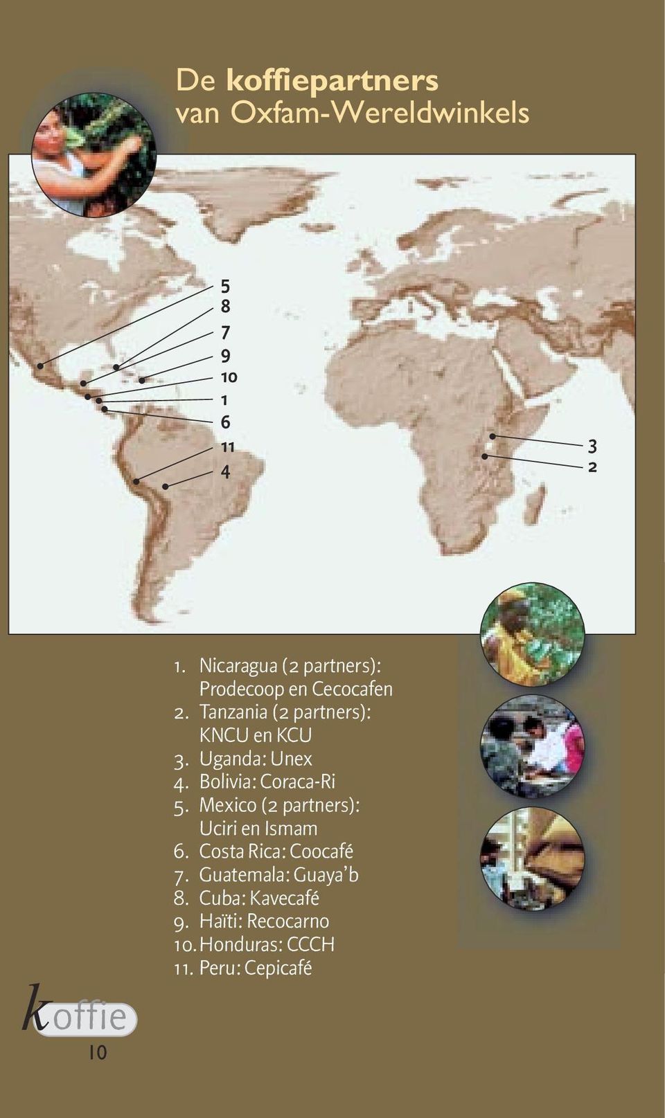 Uganda: Unex 4. Bolivia: Coraca-Ri 5. Mexico (2 partners): Uciri en Ismam 6.