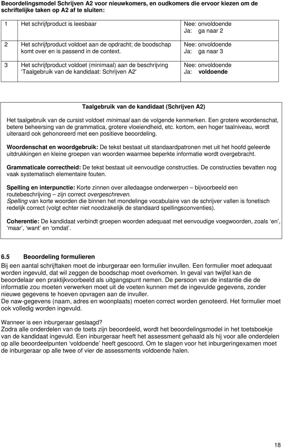 3 Het schrijfproduct voldoet (minimaal) aan de beschrijving Taalgebruik van de kandidaat: Schrijven A2' Nee: onvoldoende Ja: ga naar 3 Nee: onvoldoende Ja: voldoende Taalgebruik van de kandidaat