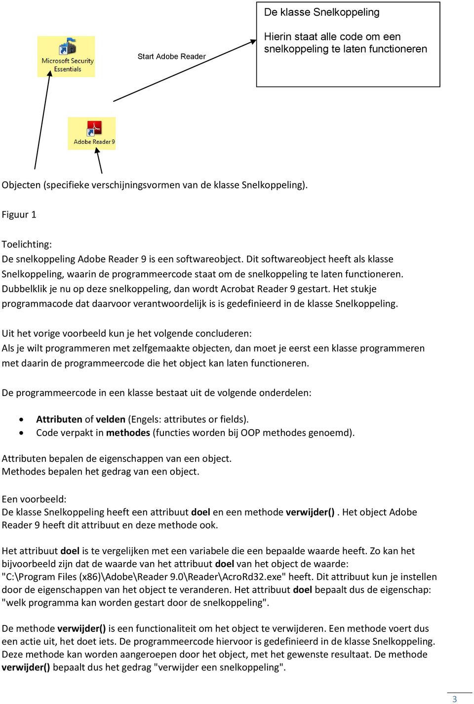 Dit softwareobject heeft als klasse Snelkoppeling, waarin de programmeercode staat om de snelkoppeling te laten functioneren.