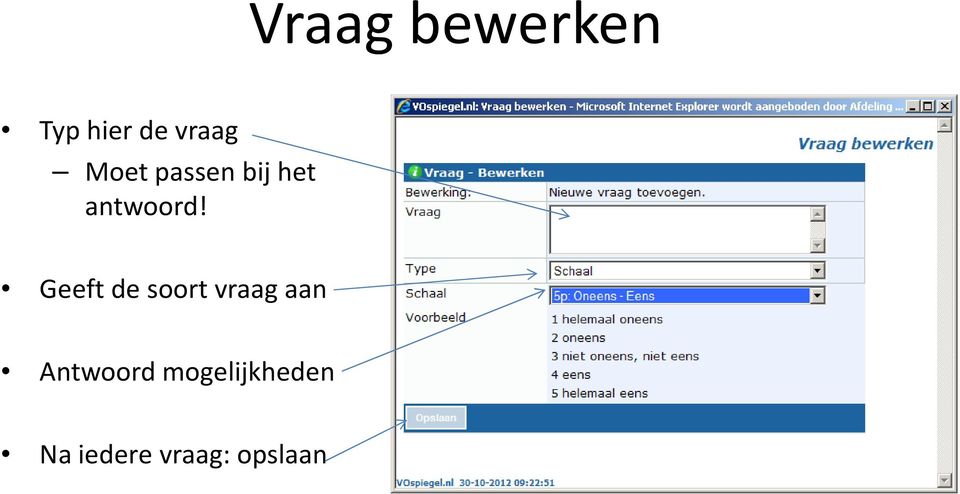 Geeft de soort vraag aan Antwoord