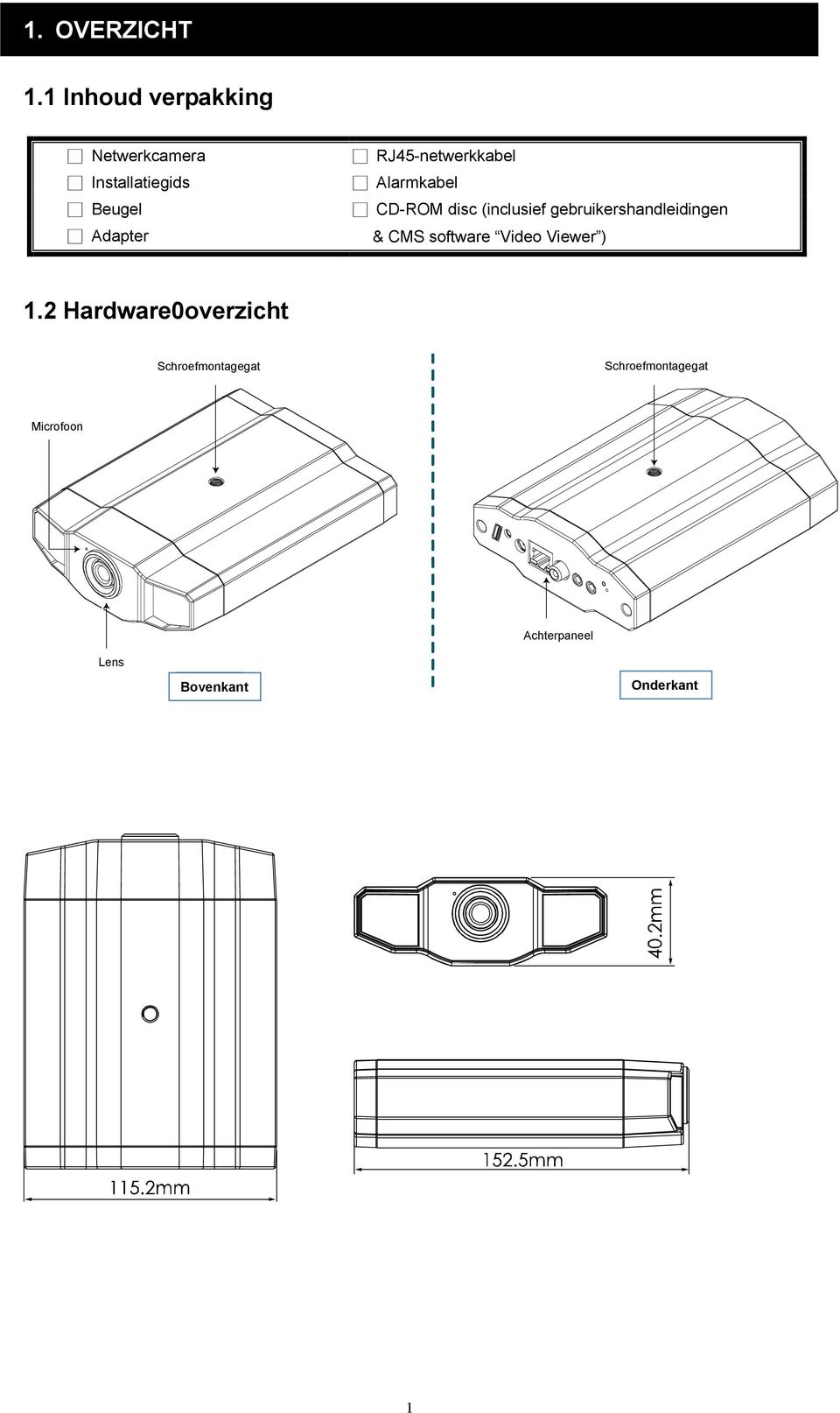 RJ45-netwerkkabel Alarmkabel CD-ROM disc (inclusief