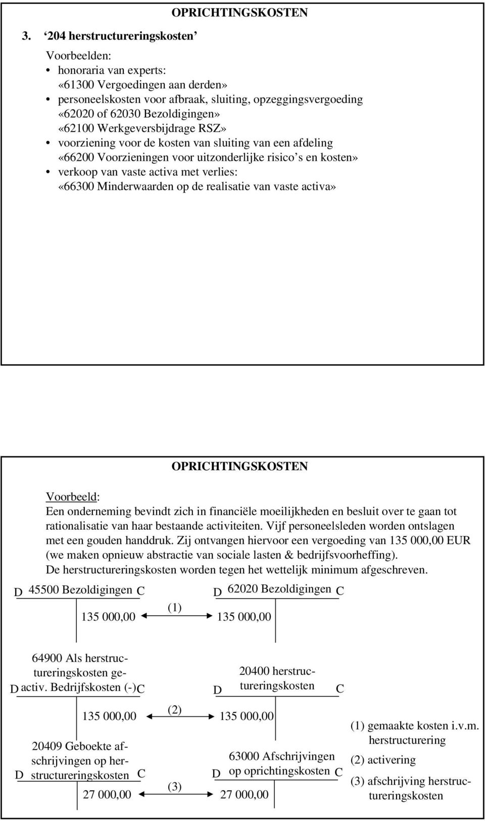 Werkgeversbijdrage RSZ» voorziening voor de kosten van sluiting van een afdeling «66200 Voorzieningen voor uitzonderlijke risico s en kosten» verkoop van vaste activa met verlies: «66300