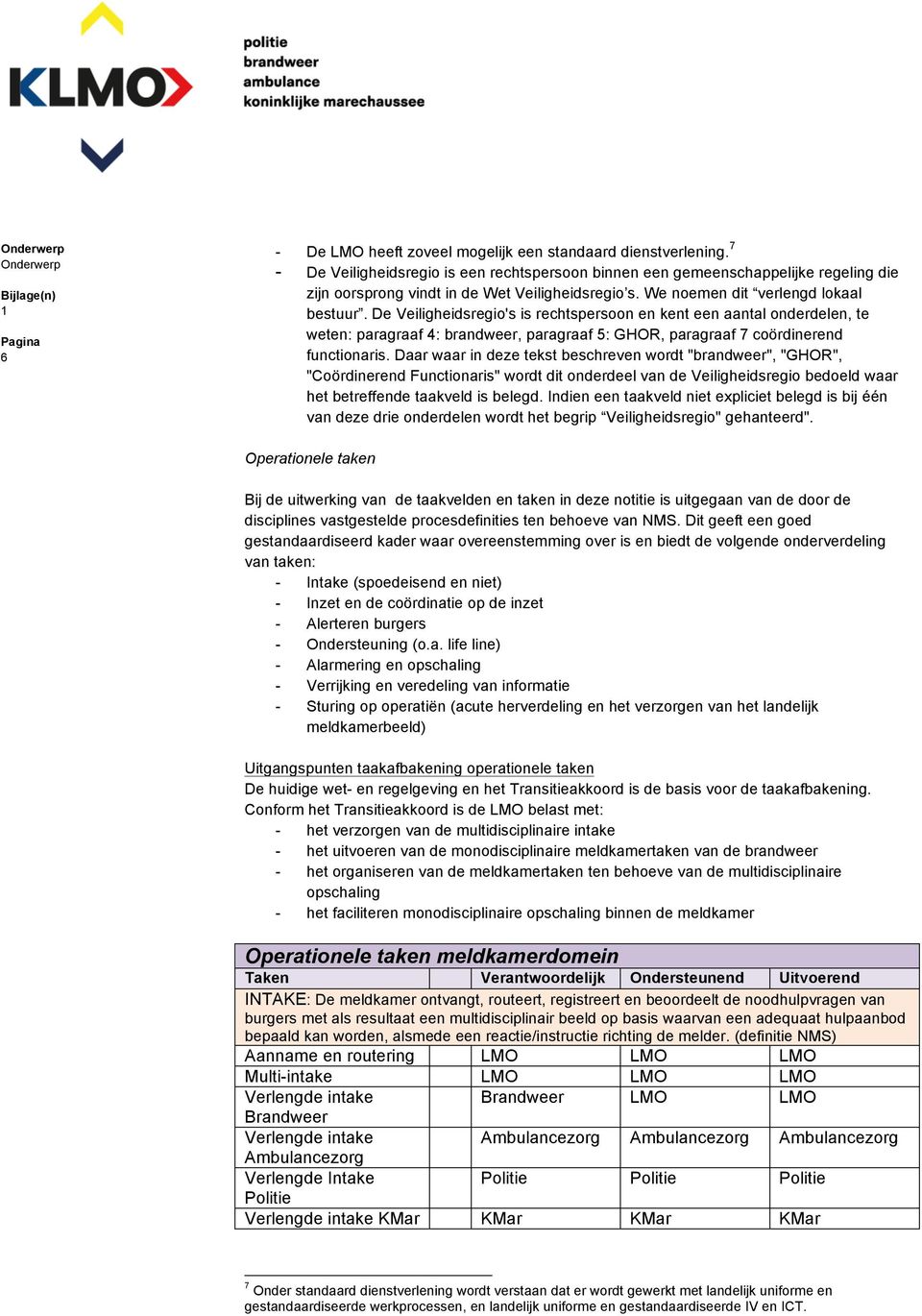 De Veiligheidsregio's is rechtspersoon en kent een aantal onderdelen, te weten: paragraaf 4: brandweer, paragraaf 5: GHOR, paragraaf 7 coördinerend functionaris.