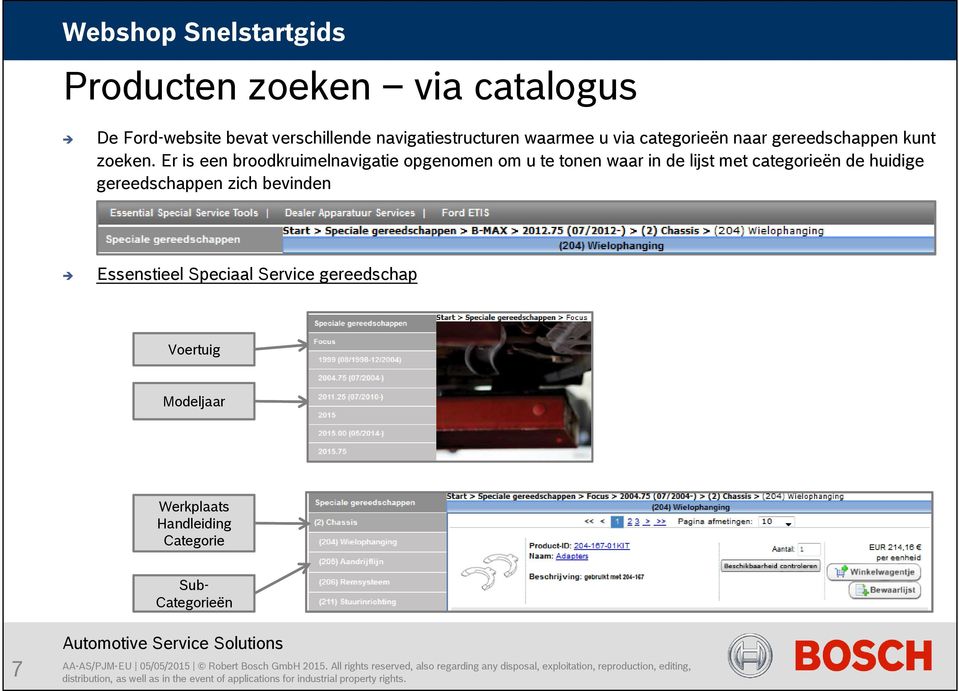 Er is een broodkruimelnavigatie opgenomen om u te tonen waar in de lijst met categorieën de