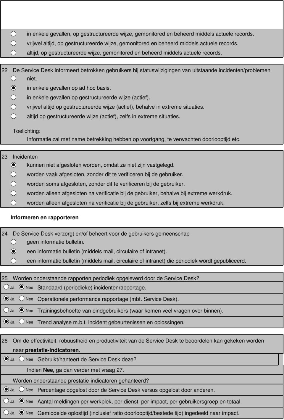 in enkele gevallen op ad hoc basis. in enkele gevallen op gestructureerde wijze (actief). vrijwel altijd op gestructureerde wijze (actief), behalve in extreme situaties.