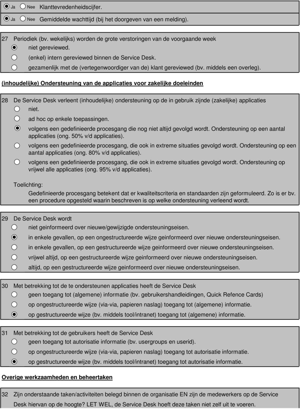 (inhoudelijke) Ondersteuning van de applicaties voor zakelijke doeleinden 28 De Service Desk verleent (inhoudelijke) ondersteuning op de in gebruik zijnde (zakelijke) applicaties niet.