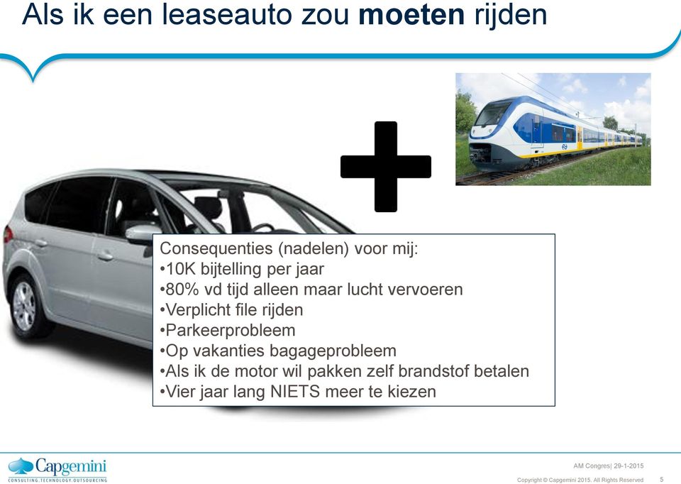 Verplicht file rijden Parkeerprobleem Op vakanties bagageprobleem Als ik