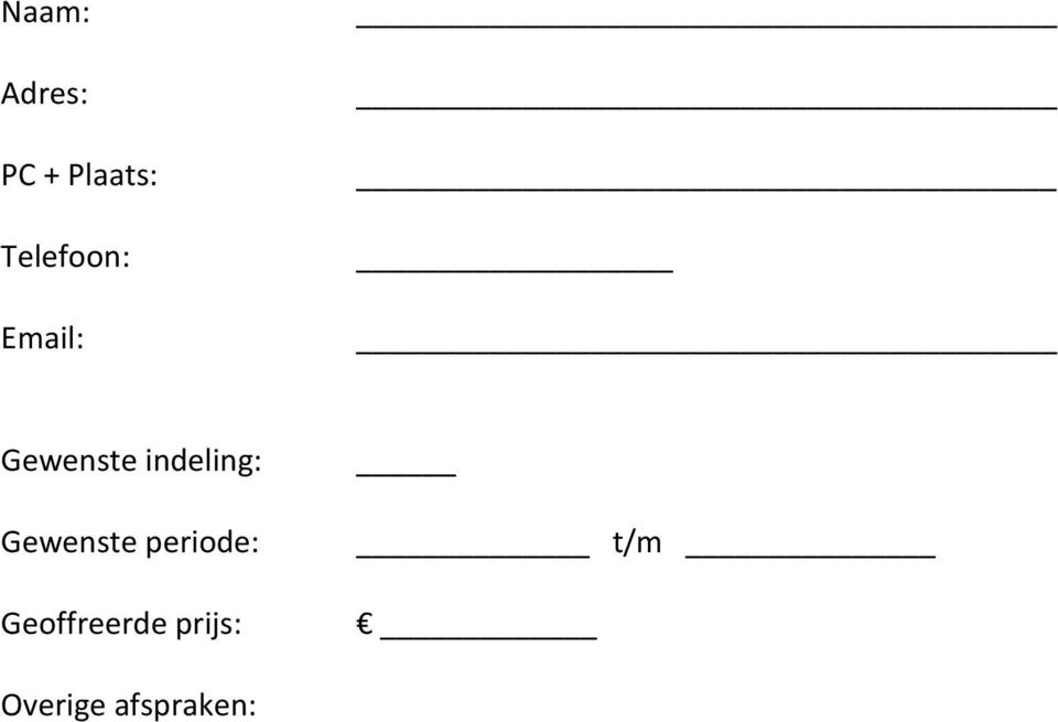 indeling: Gewenste periode: