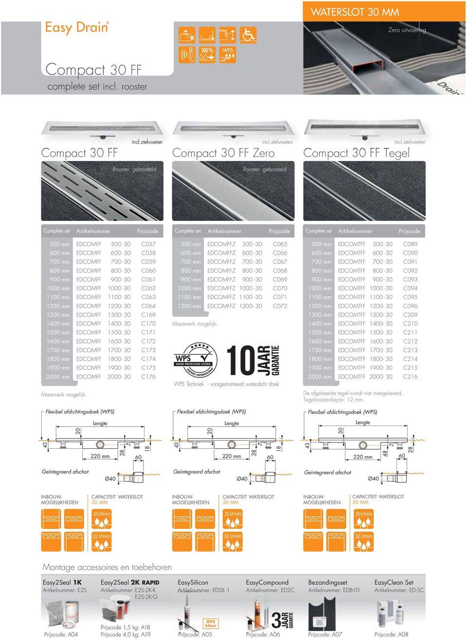 stelvoeten Compact 30 FF Zero Compact 30 FF Tegel Rooster: geborsteld Rooster: geborsteld 500 mm EDCOMFF 500-30 C057 600 mm EDCOMFF 600-30 C058 700 mm EDCOMFF 700-30 C059 800 mm EDCOMFF 800-30 C060