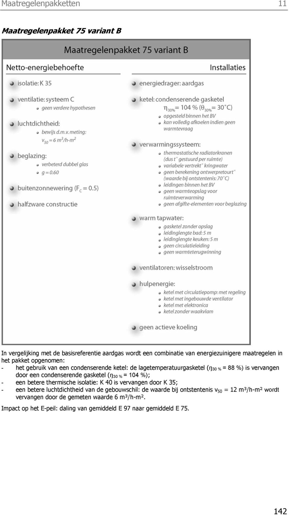 30 % = 104 %); - een betere thermische isolatie: K 40 is vervangen door K 35; - een betere luchtdichtheid van de gebouwschil: de waarde bij