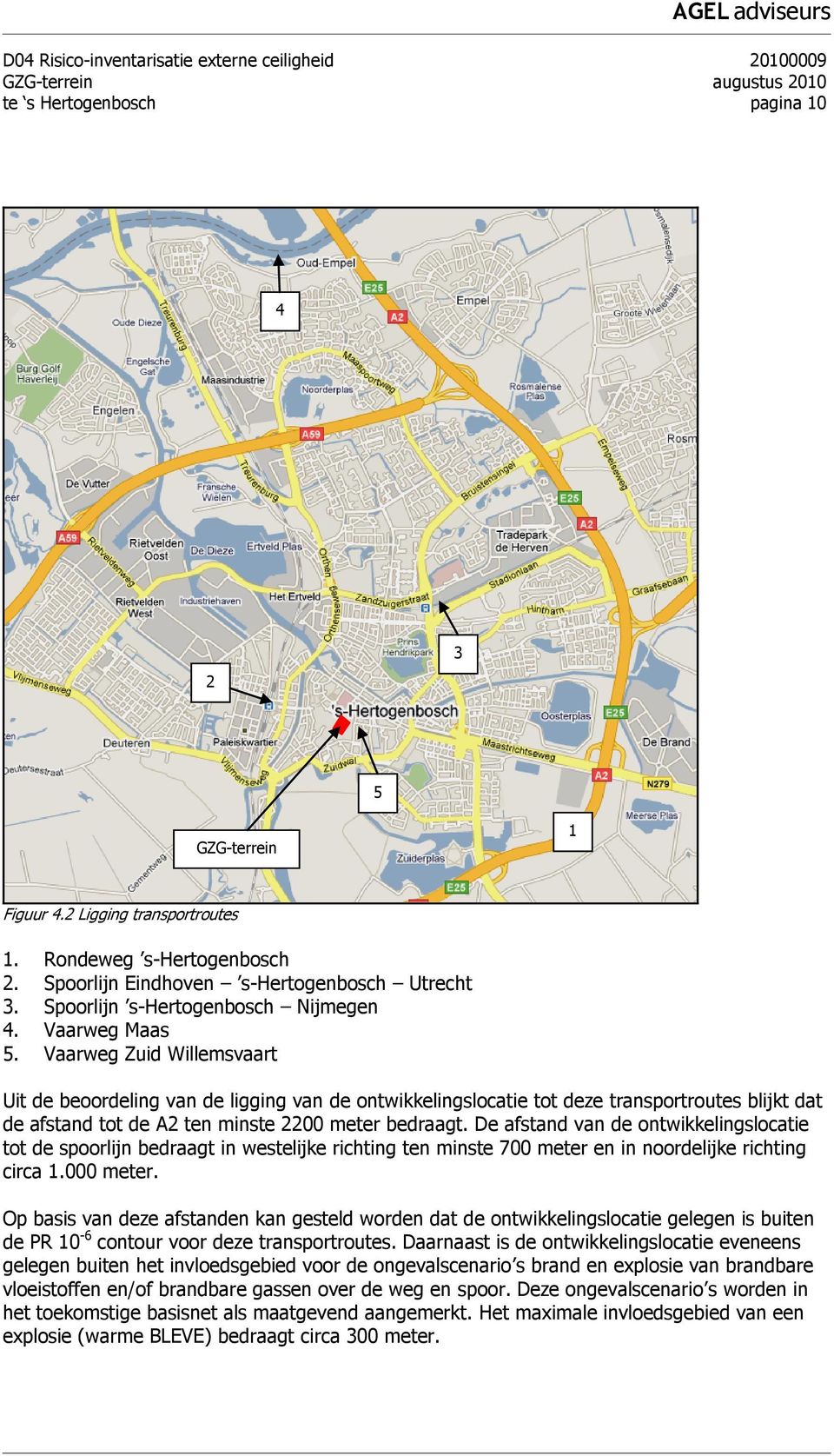 Vaarweg Zuid Willemsvaart Uit de beoordeling van de ligging van de ontwikkelingslocatie tot deze transportroutes blijkt dat de afstand tot de A2 ten minste 2200 meter bedraagt.