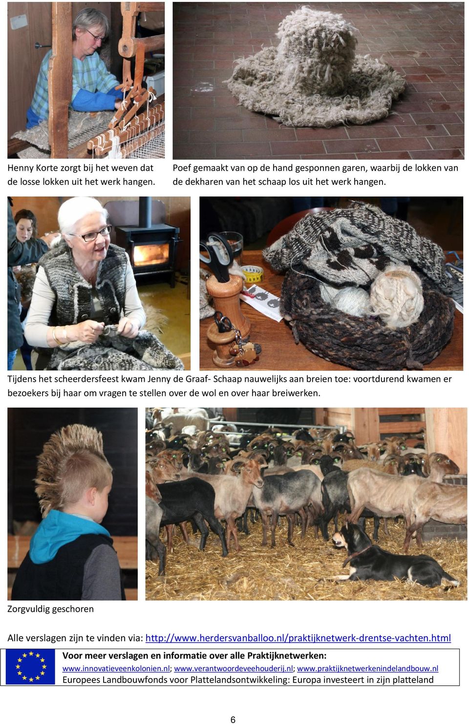 Tijdens het scheerdersfeest kwam Jenny de Graaf- Schaap nauwelijks aan breien toe: voortdurend kwamen er bezoekers bij haar om vragen te stellen over de wol en over haar breiwerken.