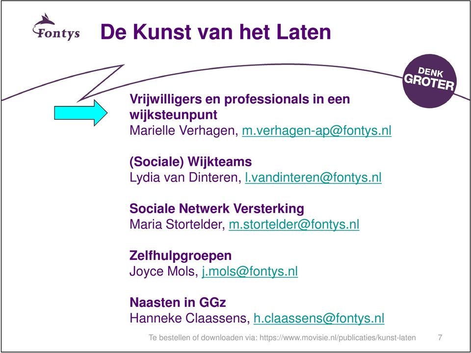 nl Sociale Netwerk Versterking Maria Stortelder, m.stortelder@fontys.nl Zelfhulpgroepen Joyce Mols, j.